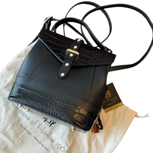 House of Harlow 1960 NEW Leather Crystal Stud 4 Way Backpack- Nicole Richie - Picture 1 of 14